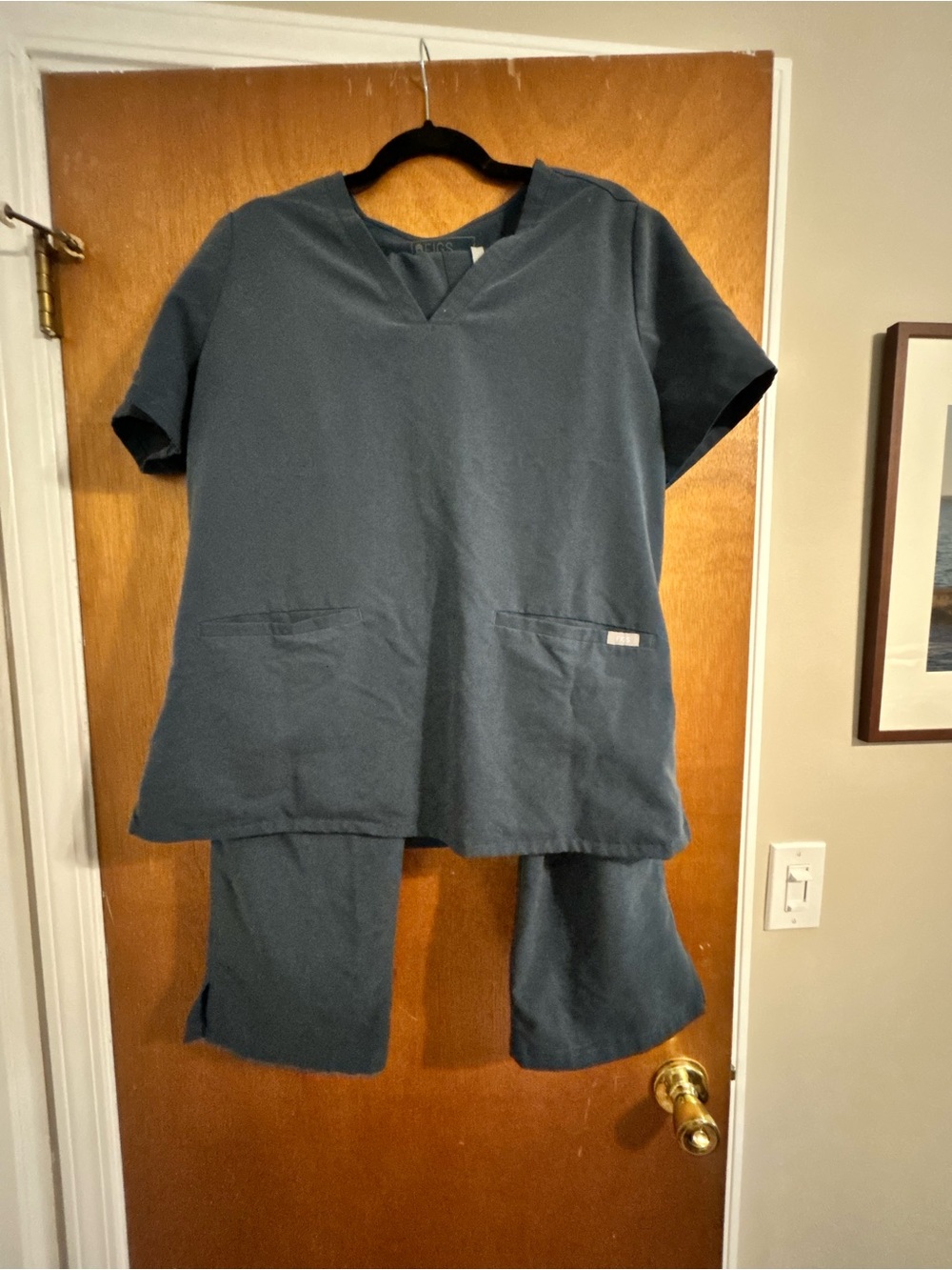 Figs Women's Scrub Set in Slate Blue - V-Neck Top & Pants